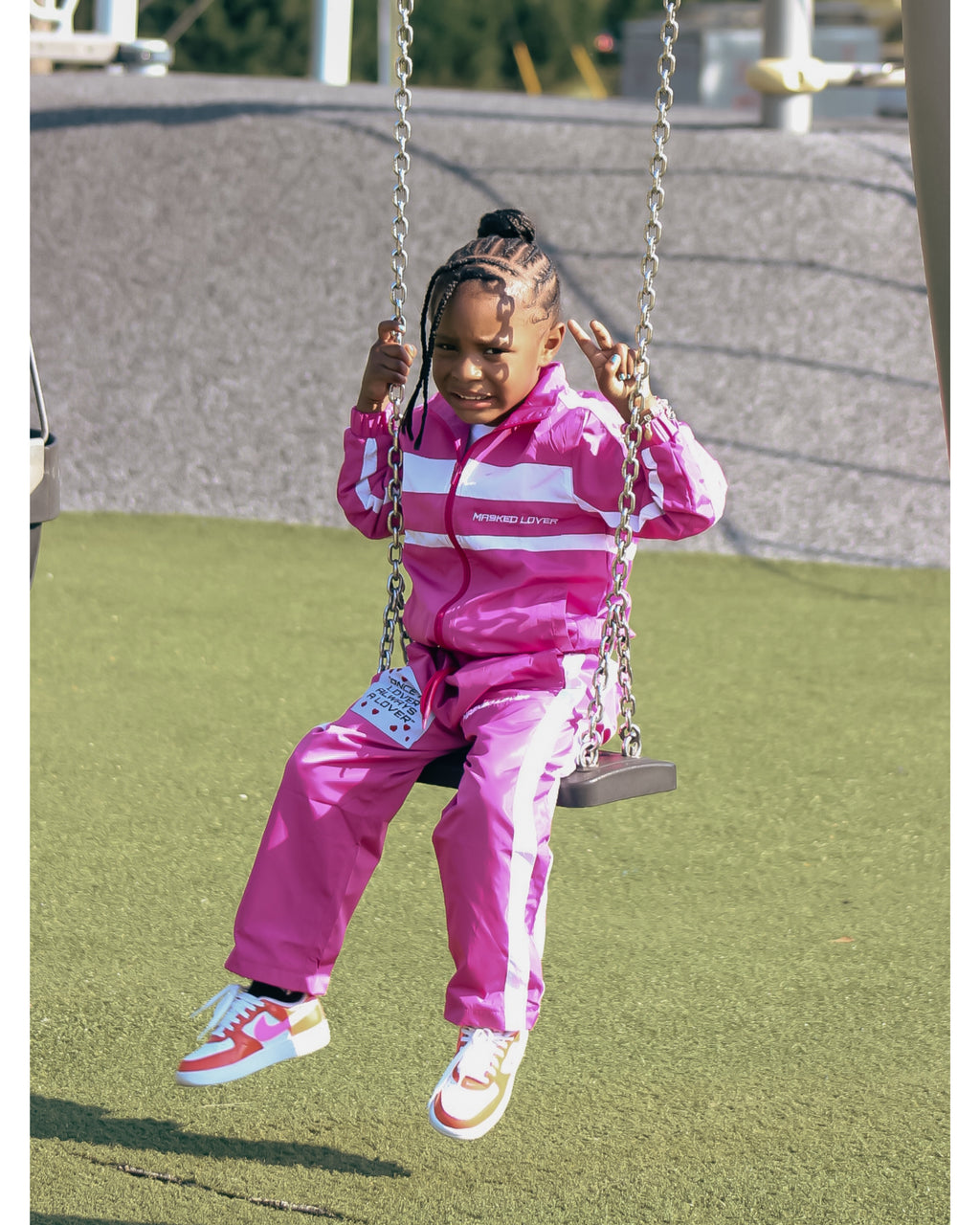 Pink Kids Streetwear Tracksuit Set – Masked Lovers