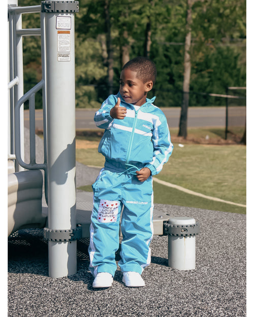 Blue kids streetwear tracksuit set by Masked Lovers